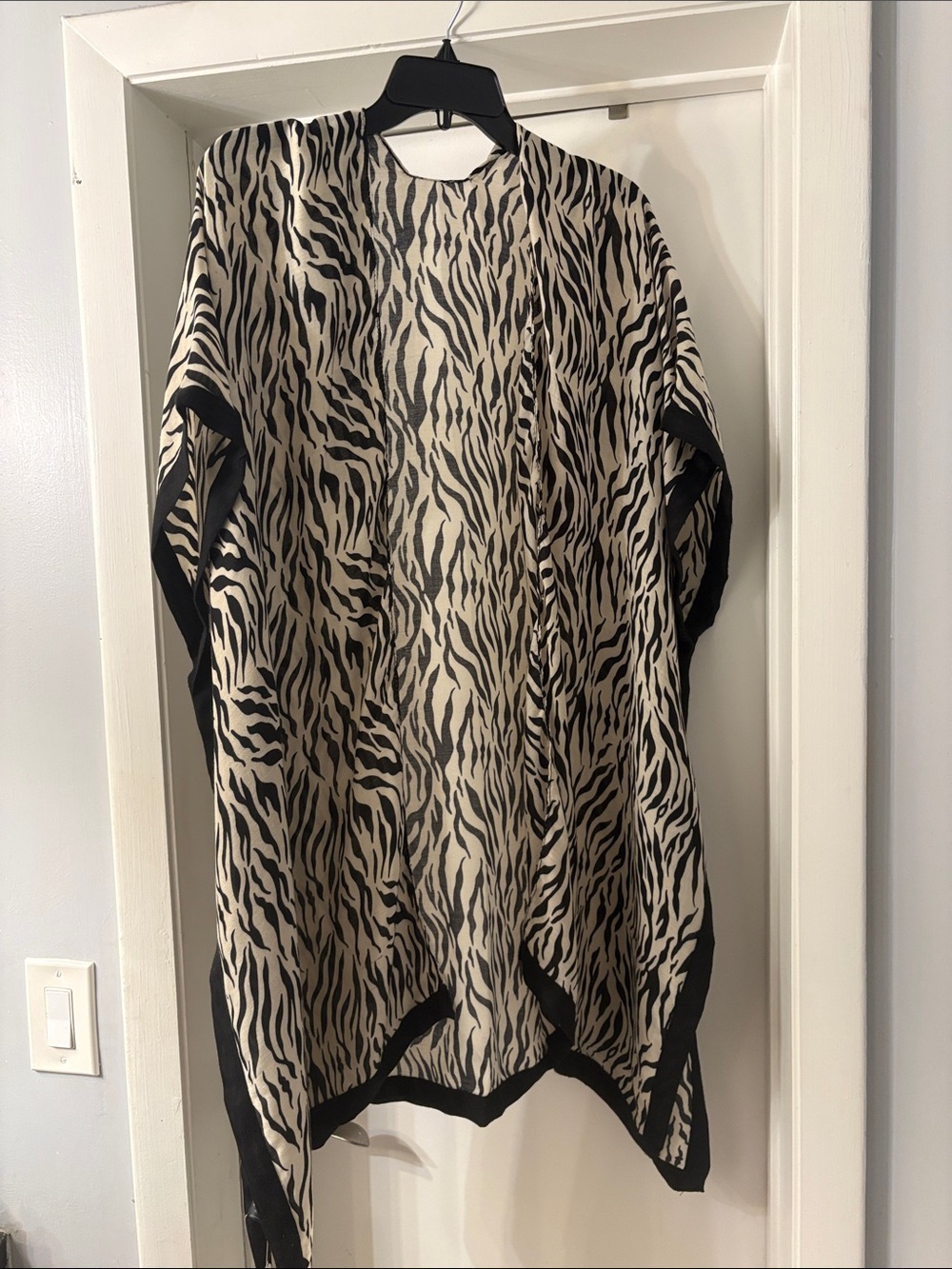 Womens Zebra Print Tunic Top - Black & Cream